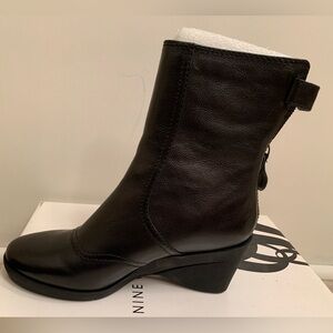 NINE WEST Black LEATHER Ankle Boots